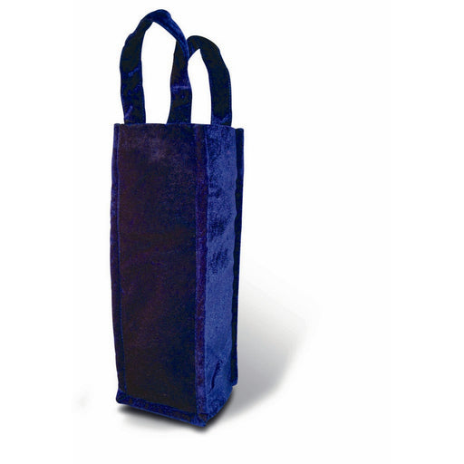 Panne Velvet Wine Bottle Tote - Blue