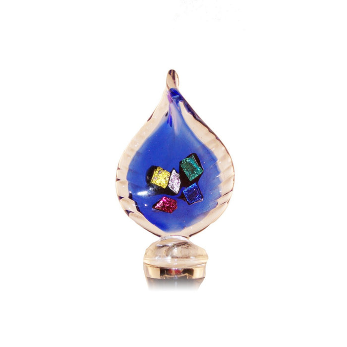 Glass Wbs Leaf Blue Clear Edge