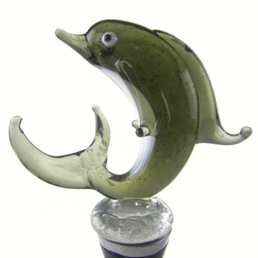 Glass Bottle Stopper Dolphin Gray