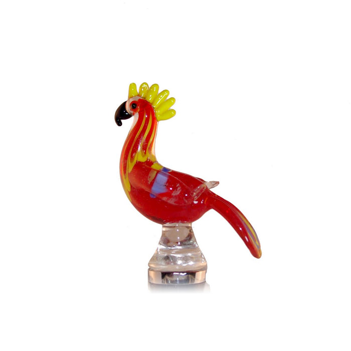 Glass Bottle Stopper Bird Red
