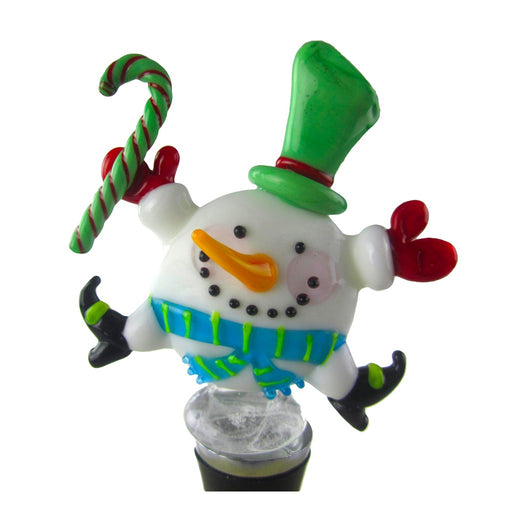 Glass Bottle Stopper Snowman