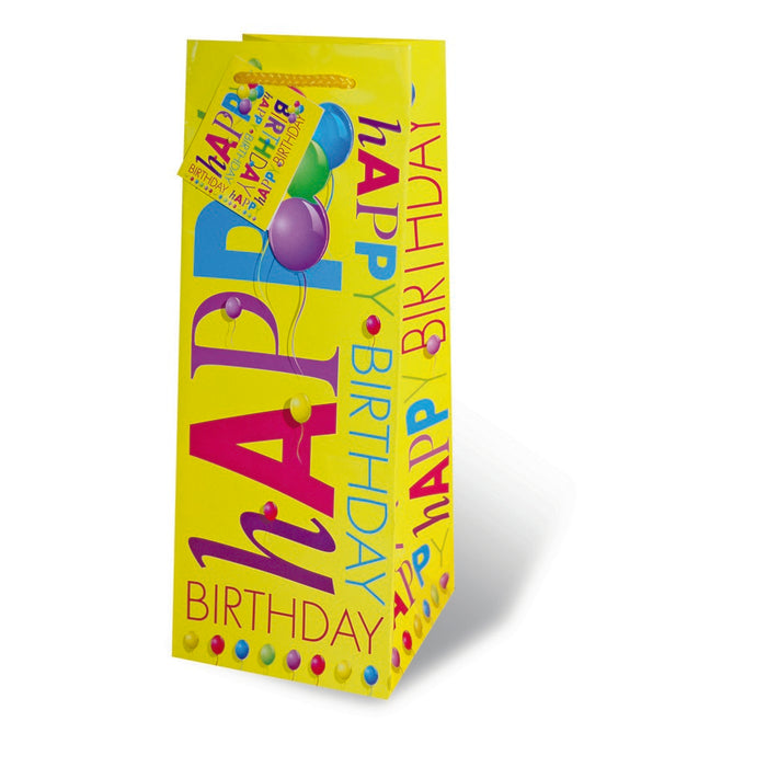 Printed Paper Wine Bottle Bag  - Hapy Birthday