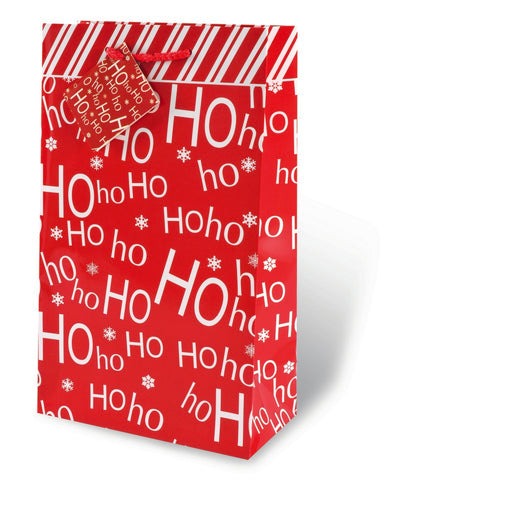 Printed Paper Wine Bottle Bag  - Ho Ho Ho