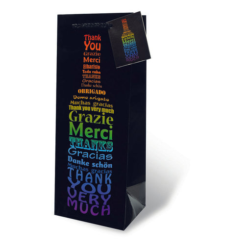 Printed Paper Wine Bottle Bag  - ""Thank You""