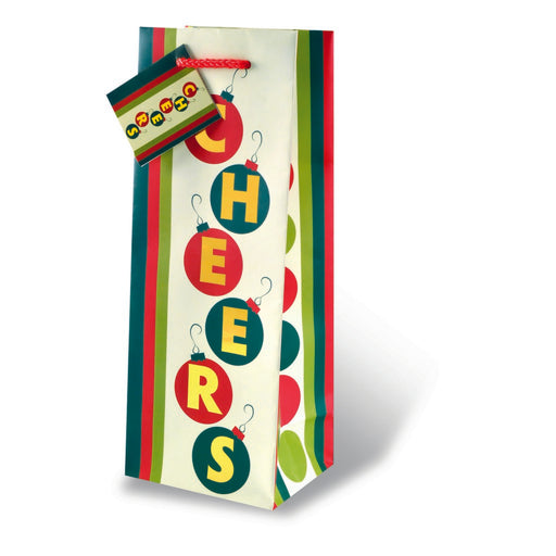 Printed Paper Wine Bottle Bag  - Christmas Cheer