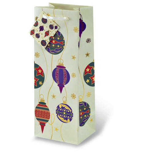 Printed Paper Wine Bottle Bag  - Deck the Halls