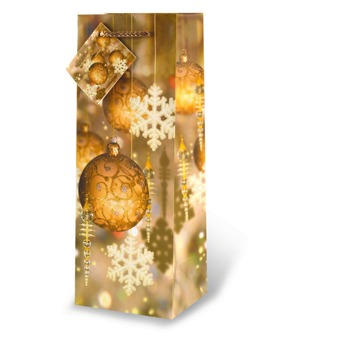 Printed Paper Wine Bottle Bag  - Festive Holidays