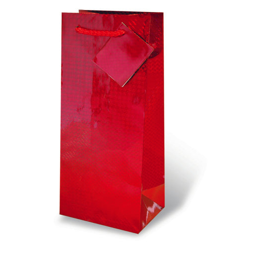 Foil Paper Wine Bottle Bag  - Red