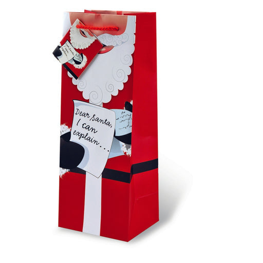 Printed Paper Wine Bottle Bag  - Santa I Can Explain