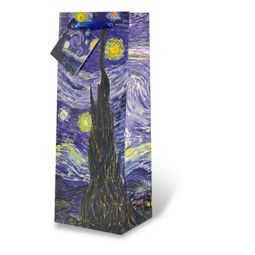 Printed Paper Wine Bottle Bag  - Stary Night