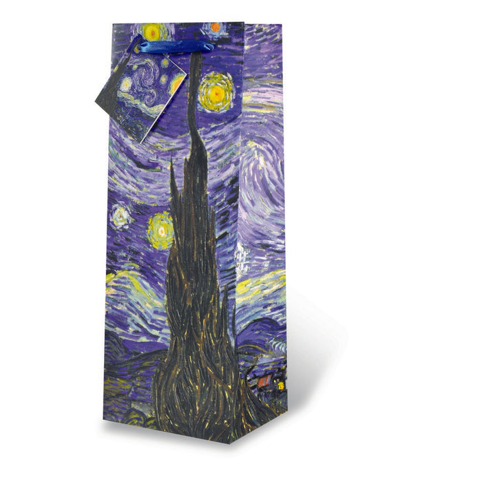 Printed Paper Wine Bottle Bag  - Stary Night