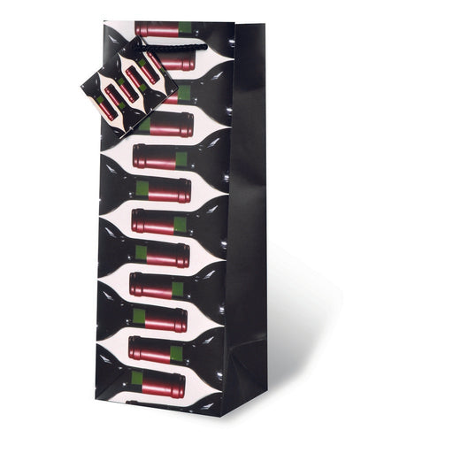 Printed Paper Wine Bottle Bag  - Sideways