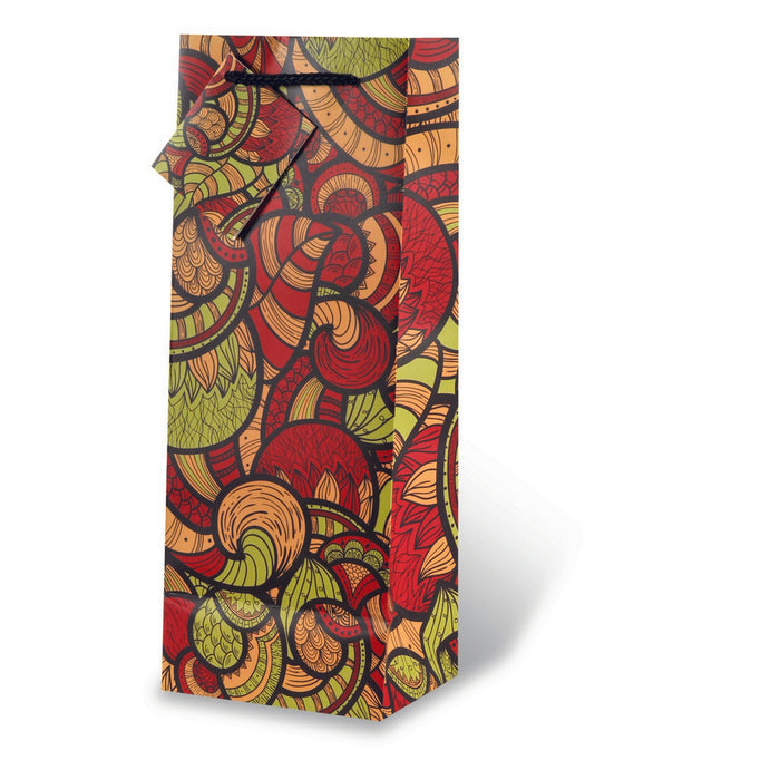 Printed Paper Wine Bottle Bag  - Fusion