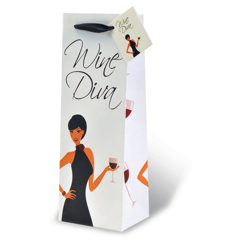 Printed Paper Wine Bottle Bag  - Wine Diva