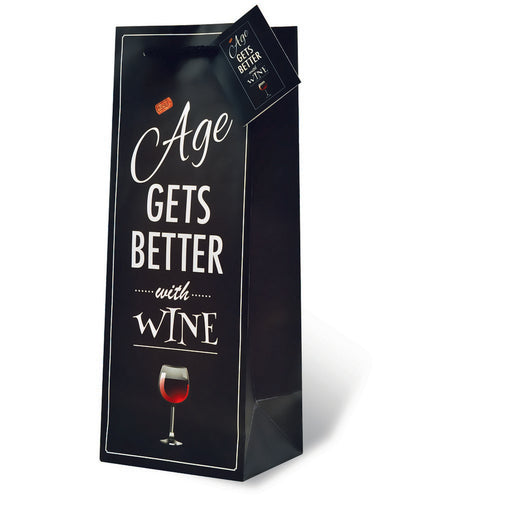 Printed Paper Wine Bottle Bag  - Age Gets Better With Wine