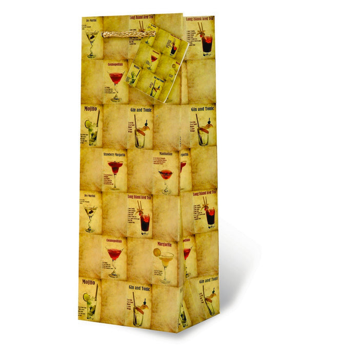 Printed Paper Wine Bottle Bag  - Mixed Drinks