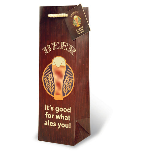 Printed Paper Beer Bottle Bag  - Beer It's Good For You
