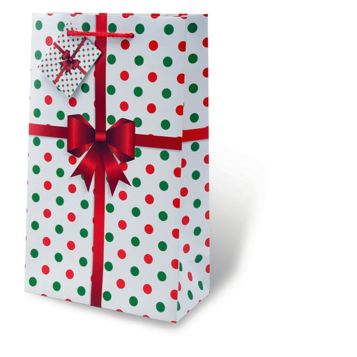 Holiday Polka Dots Two Bottle Wine Gift Bag
