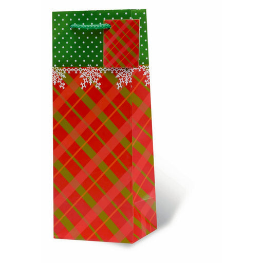 Holiday Plaid Wine Bottle Gift Bag