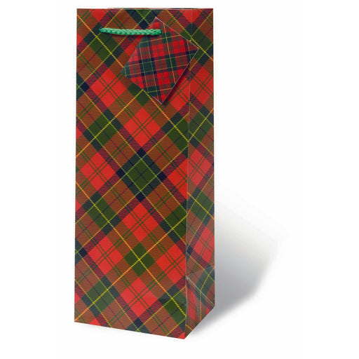 Holiday Tartan Wine Bottle Gift Bag