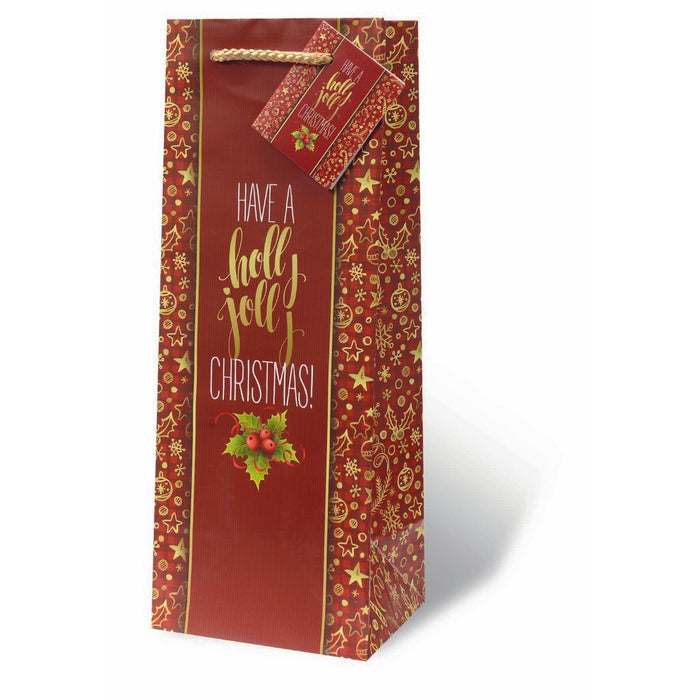 Holly Jolly Christmas Wine Bottle Gift Bag
