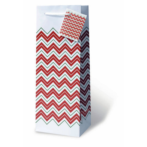 Holiday Chevron Wine Bottle Gift Bag