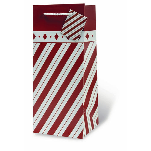 Holiday Stripes Wine Bottle Gift Bag