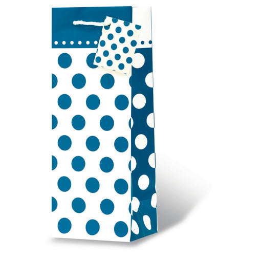 Blue Polka Dots Wine Bottle Gift Bag