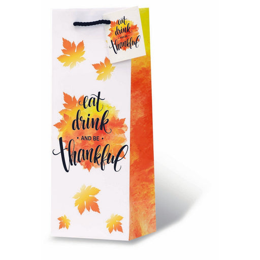 Eat, Drink, and be Thankful Wine Bottle Gift Bag