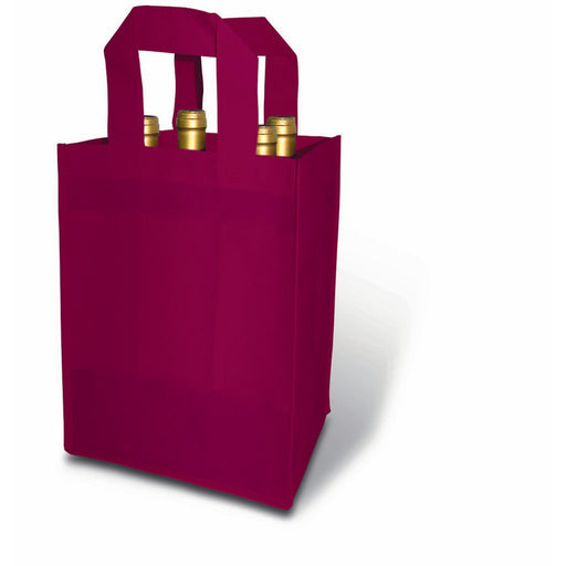 Burgundy 4 Bottle Non-Woven Tote