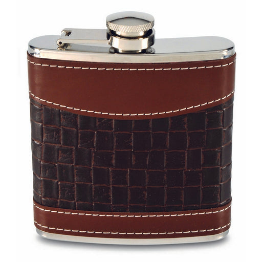 6 OZ  Mixed Weave Faux Leather Flask