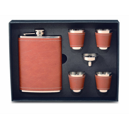 Flask Gift Set - Brown