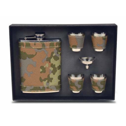 Stainless Steel and Camouflage Fabric Flask Gift Set