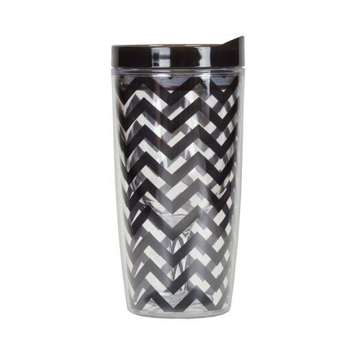 Vingo 10Oz Double-Walled Wine Tumbler - Chevron Black