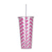 Thirzt 2 Go Tumbler with Lid & Straw - Chevron Pink