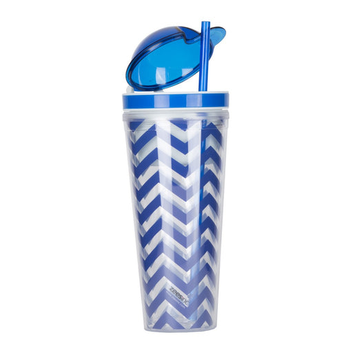 Slurp N' Snack Tumbler For Snack And Drink - Chevron Navy