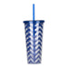 Thirzt 2 Go Tumbler with Lid & Straw - Chevron Navy