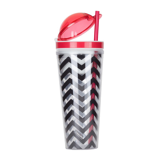 Slurp N' Snack Tumbler For Snack And Drink - Chevron Black