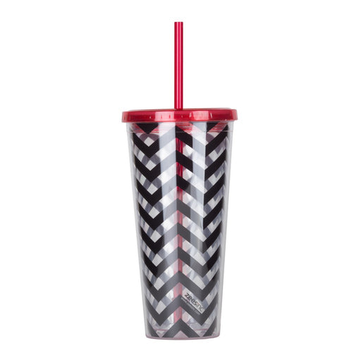 Thirzt 2 Go Tumbler with Lid & Straw - Chevron Black