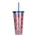 Thirzt 2 Go Tumbler with Lid & Straw - Moroccan Orange/Blue