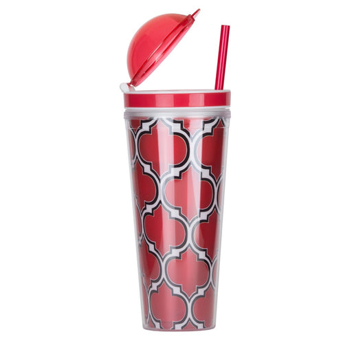 Slurp N' Snack Tumbler For Snack And Drink - Moroccan Red/Black