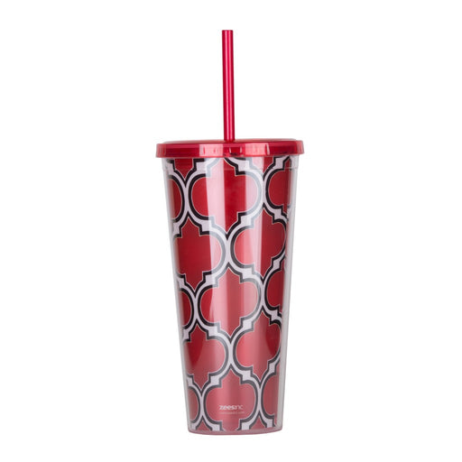 Thirzt 2 Go Tumbler with Lid & Straw - Moroccan Red/Black