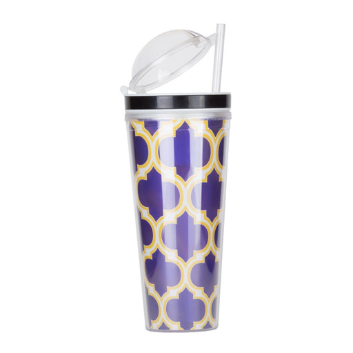 Slurp N' Snack Tumbler For Snack And Drink - Moroccan Purple/Yellow