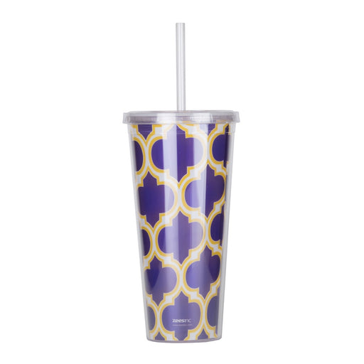 Thirzt 2 Go Tumbler with Lid & Straw - Moroccan Purple/Yellow