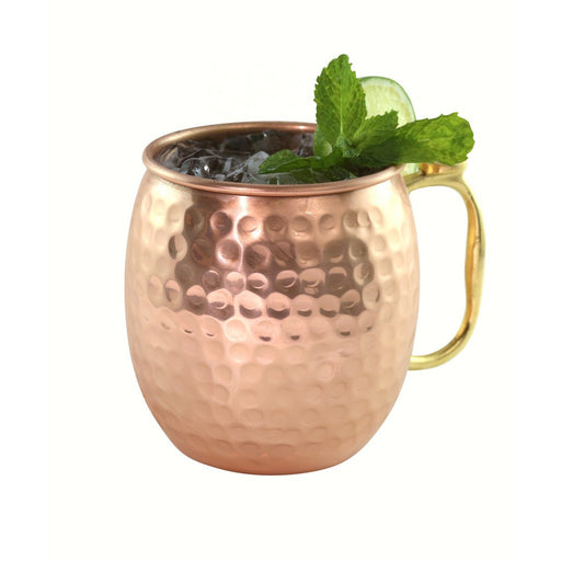 Moscow Mule Copper Mug with Brass Handle/Thumb Rest 30 oz (Style: Hammered)