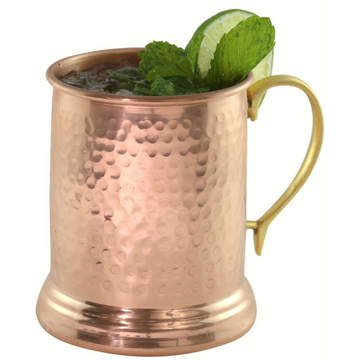 24 oz Tankard Hammered Copper Mug with Brass Handle