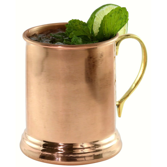 24 oz Copper Tankard Smooth with Brass Handle