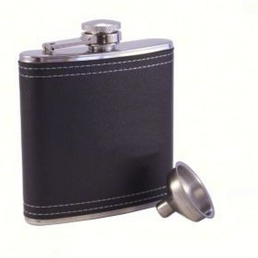 Black Faux Leather Stainless Steel Flask