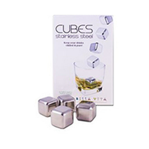 4 Stainless Steel Cubes with a velvet pouch in box