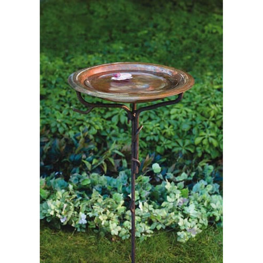 Solid Copper Birdbath w/Iron Twig Base + Freight